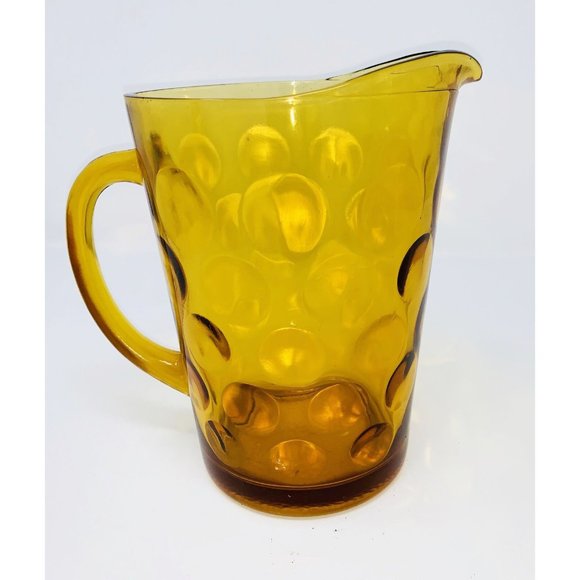 Hazel-Atlas Other - HAZEL-ATLAS ELDORADO Dot Thumbprint Pitcher ~ Granada Gold ~ Vogue Mid Century